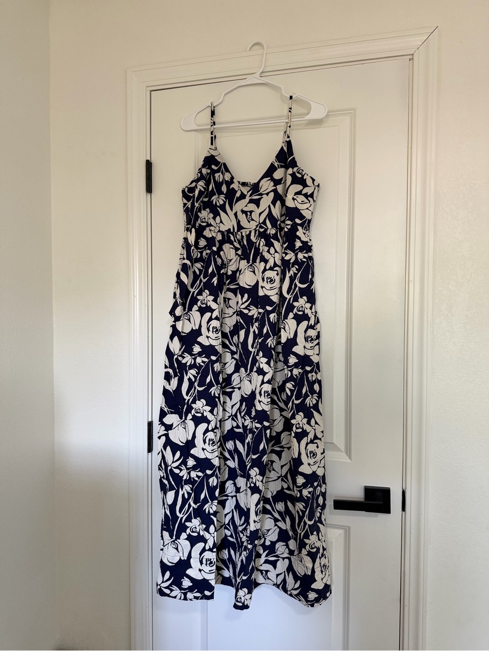a new day Navy and White Floral Maxi Dress with Spaghetti Straps